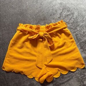 SHEIN High Waist Yellow Scalloped Shorts